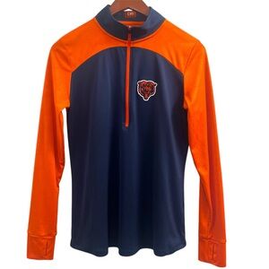 Fanatics Orange Navy Chicago Bears Quarter-Zip Top Women’s Size L Long Sleeve